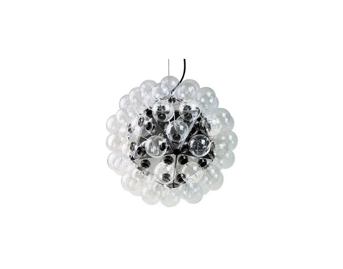 An Achille Castiglioni-designed bubble-globe pendant lamp inside the property