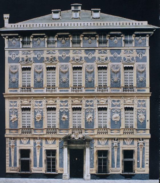 A historic Genoese palazzo facade from the property's archived promotional photography
